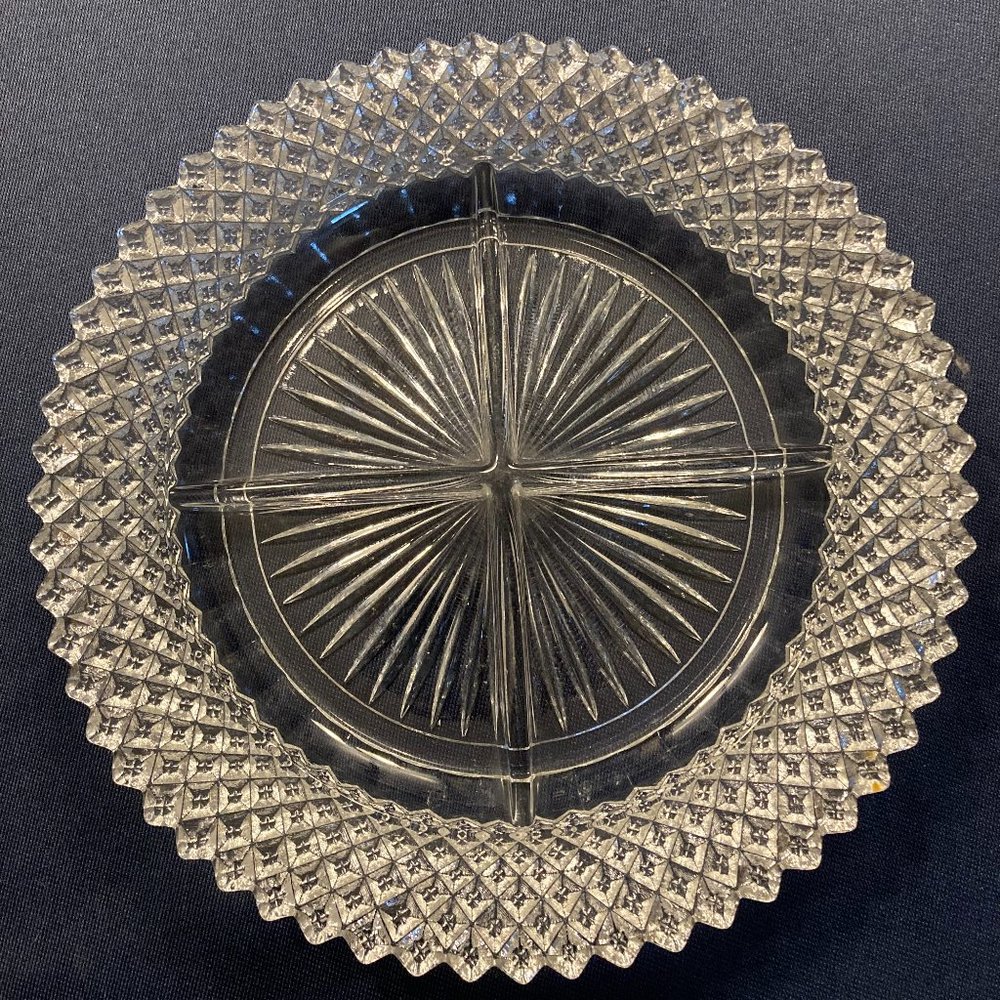 Two Depression Glass "Miss America" Clear Four Part Divided Relish Dishs.
